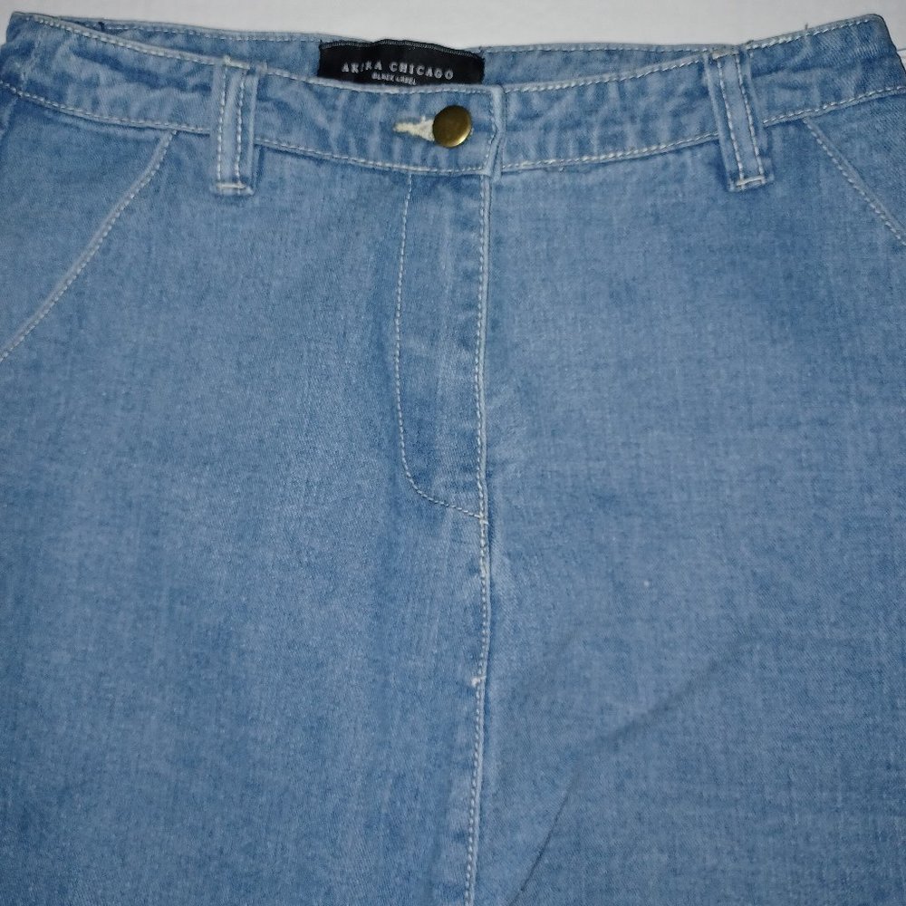 AKIRA CHICAGO BLACK LABEL WOMEN'S ZIPPER HEM JEANS 100% COTTON SIZE SMALL